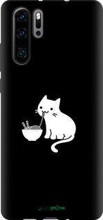 TPU чехол С милым котом на черном фоне для Huawei P30 Pro - 6528b-1621 изображение 