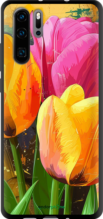 TPU чехол Нарисованные тюльпаны для Huawei P30 Pro - 5990b-1621 изображение 