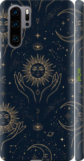 3D пластиковый матовый чехол Celestial Harmony: Sun & Moon Gold Mystic Pattern для Huawei P30 Pro - 6778m-1621 изображение 