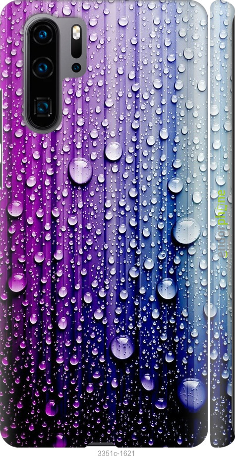 

3D пластиковий матовий чохол "Краплини води" для Huawei P30 Pro, Синій
