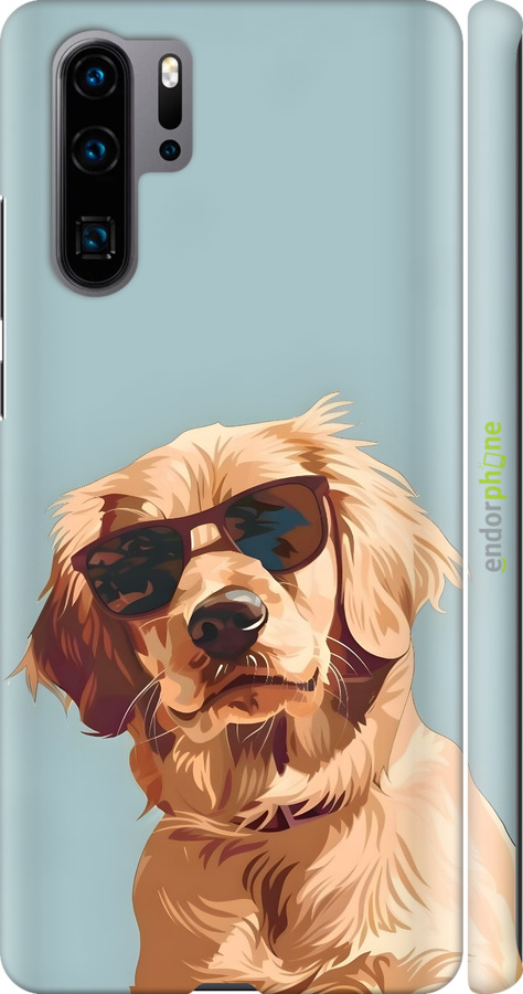 3D пластиковий матовий чехол Пес в очках для Huawei P30 Pro - 6381m-1621 изображение 