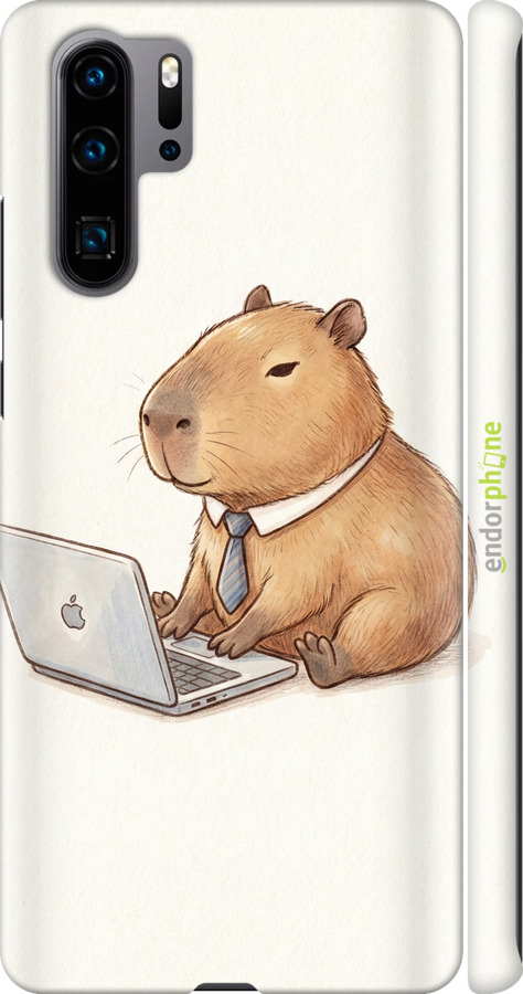 3D пластиковый матовый чехол Funny Capybara CEO Working для Huawei P30 Pro - 6777m-1621 изображение 