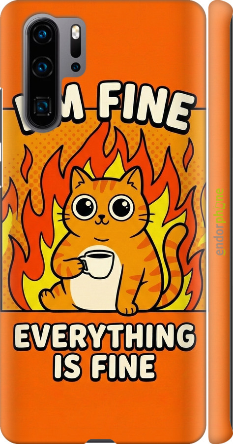 3D пластиковий матовий чехол Funny Cat для Huawei P30 Pro - 6786m-1621 изображение 