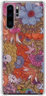 Силикон с усиленными углами чехол Абстрактные цветы для Huawei P30 Pro - 6526sp-1621 изображение 