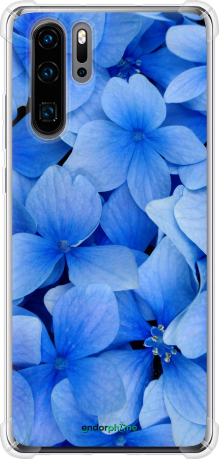 Силіконовий протиударний с посиленими кутами чехол Сині квіти для Huawei P30 Pro - 526sp-1621 изображение 