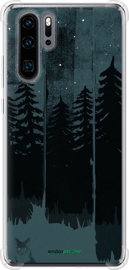 Силикон с усиленными углами чехол Лиса и ночной лес для Huawei P30 Pro - 6481sp-1621 изображение 