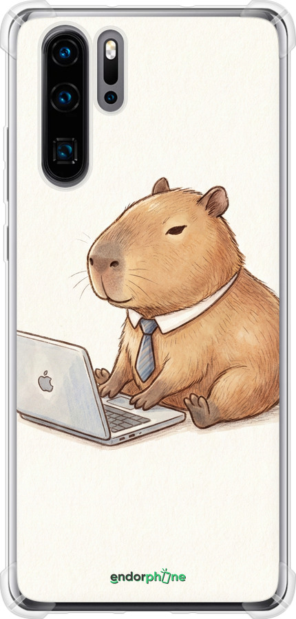 Силикон с усиленными углами чехол Funny Capybara CEO Working для Huawei P30 Pro - 6777sp-1621 изображение 