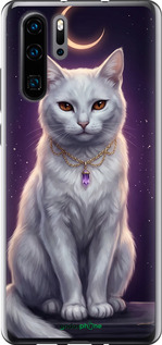 Силиконовый чехол Mystic White Cat Gothic Dark Purple Gold для Huawei P30 Pro - 6805u-1621 изображение 
