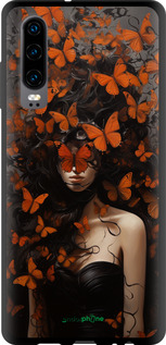 TPU чехол Девушка с оранжевыми бабочками для Huawei P30 - 5941b-1622 изображение 