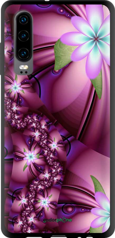 

TPU чорний чохол "Квіткова мозаїка" для Huawei P30, Рожевий
