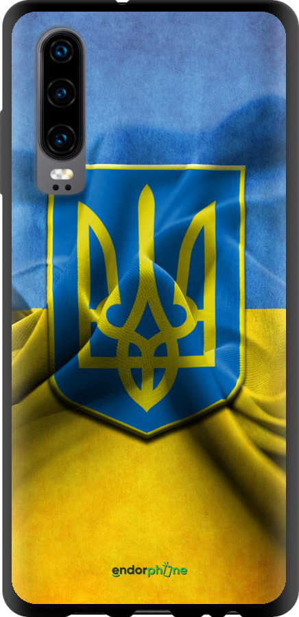 

TPU чорний чохол "Прапор та герб України" для Huawei P30, Блакитний