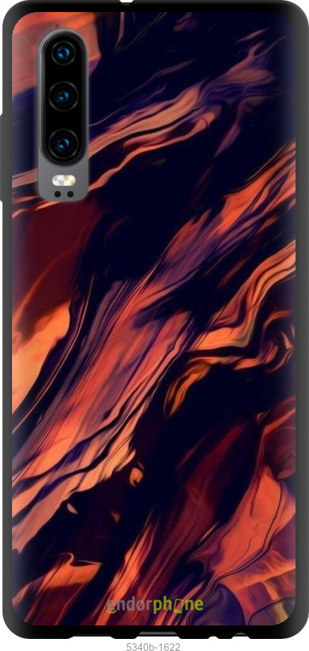 TPU чехол Черно-оранжевая абстракция для Huawei P30 - 5340b-1622 изображение 