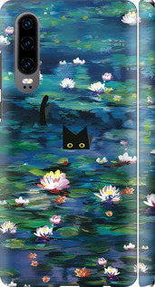 3D пластиковий матовий чехол с изображением водяных лилий и кошек для Huawei P30 - 6257m-1622 изображение 