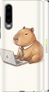 3D пластиковый матовый чехол 'Funny Capybara CEO Working' для Huawei P30 изображение 1