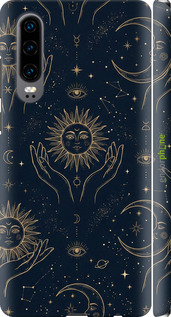 3D пластиковый матовый чехол 'Celestial Harmony: Sun & Moon Gold Mystic Pattern' для Huawei P30 изображение 5
