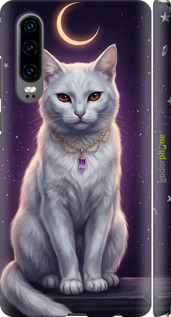 3D пластиковый матовый чехол Mystic White Cat Gothic Dark Purple Gold для Huawei P30 - 6805m-1622 изображение 