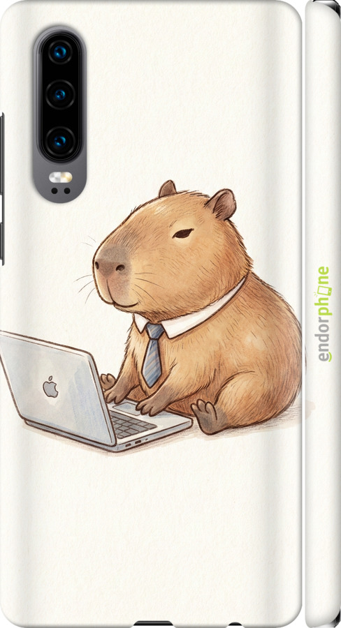 3D пластиковый матовый чехол Funny Capybara CEO Working для Huawei P30 - 6777m-1622 изображение 