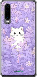 Силіконовий чехол Котик в цветах для Huawei P30 - 6390u-1622 изображение 