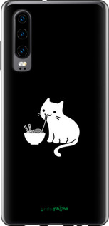 Силіконовий чехол Милий кіт на чорному фоні для Huawei P30 - 6528u-1622 изображение 