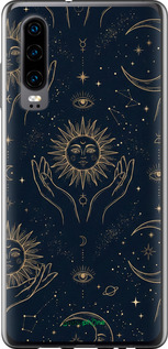 Силиконовый чехол Celestial Harmony: Sun & Moon Gold Mystic Pattern для Huawei P30 - 6778u-1622 изображение 