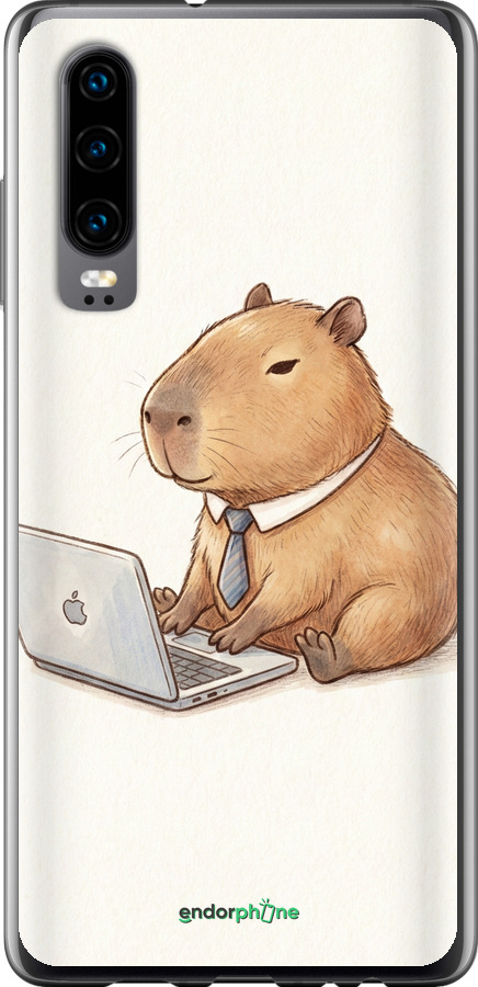 Силіконовий чехол Funny Capybara CEO Working для Huawei P30 - 6777u-1622 изображение 