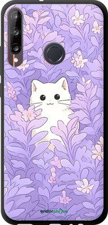 TPU чехол Котик в цветах для Huawei P40 Lite E - 6390b-1875 изображение 