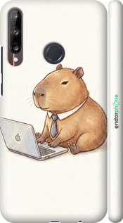 3D пластиковий матовий чехол Funny Capybara CEO Working для Huawei P40 Lite E - 6777m-1875 изображение 
