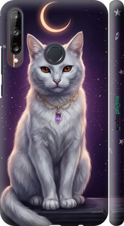 3D пластиковий матовий чехол Mystic White Cat Gothic Dark Purple Gold для Huawei P40 Lite E - 6805m-1875 изображение 