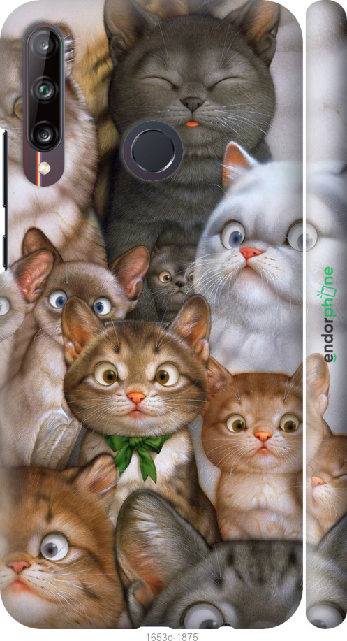 

3D пластиковий матовий чохол "Коти" для Huawei P40 Lite E