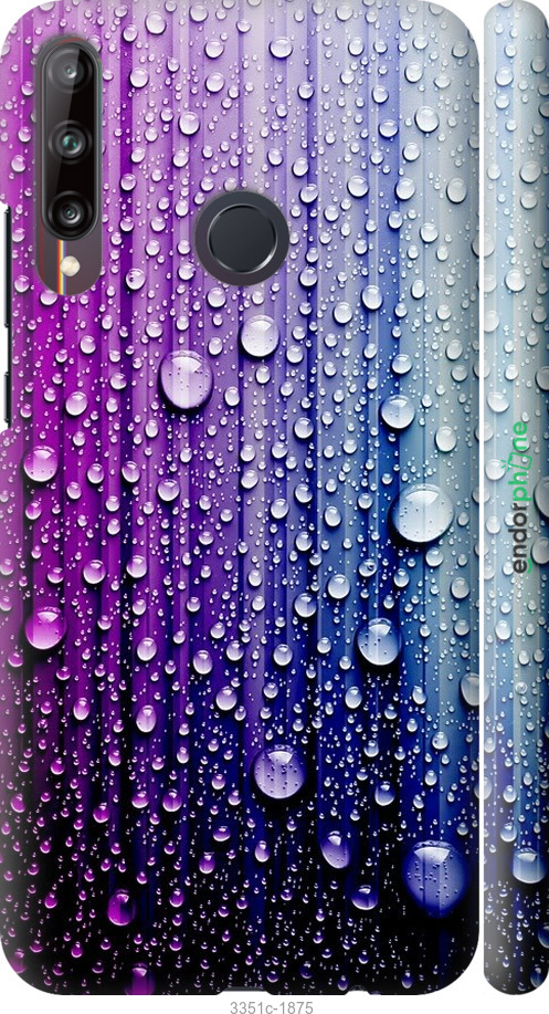 

3D пластиковий матовий чохол "Краплини води" для Huawei P40 Lite E, Синій