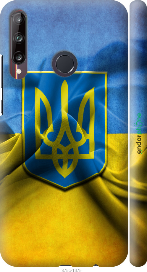 

3D пластиковий матовий чохол "Прапор та герб України" для Huawei P40 Lite E, Блакитний