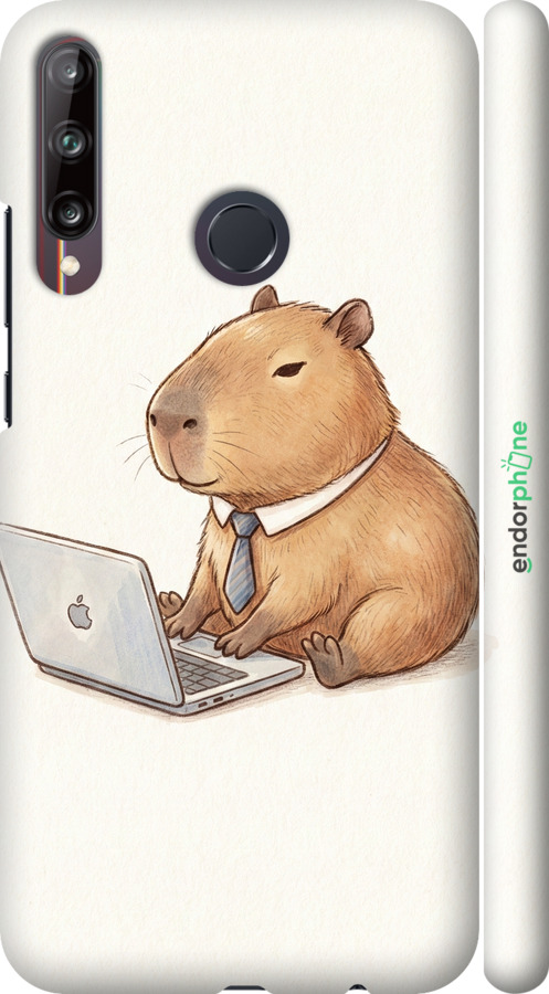 3D пластиковий матовий чехол Funny Capybara CEO Working для Huawei P40 Lite E - 6777m-1875 изображение 