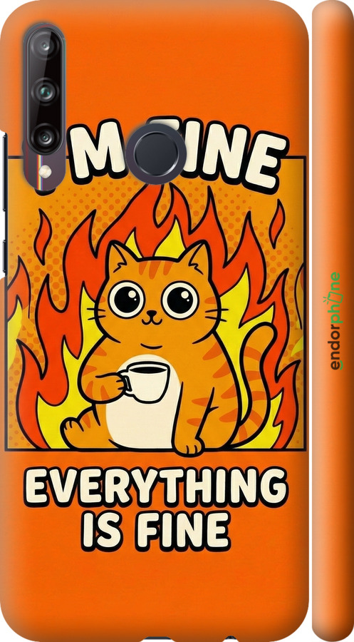 3D пластиковый матовый чехол Funny Cat для Huawei P40 Lite E - 6786m-1875 изображение 