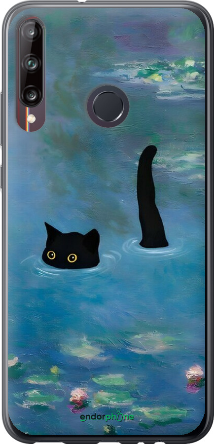 Силиконовый чехол С изображением кота и водяной лилии Monet для Huawei P40 Lite E - 6519u-1875 изображение 