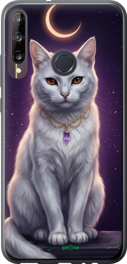 2D пластиковый чехол Mystic White Cat Gothic Dark Purple Gold для Huawei P40 Lite E - 6805t-1875 изображение 