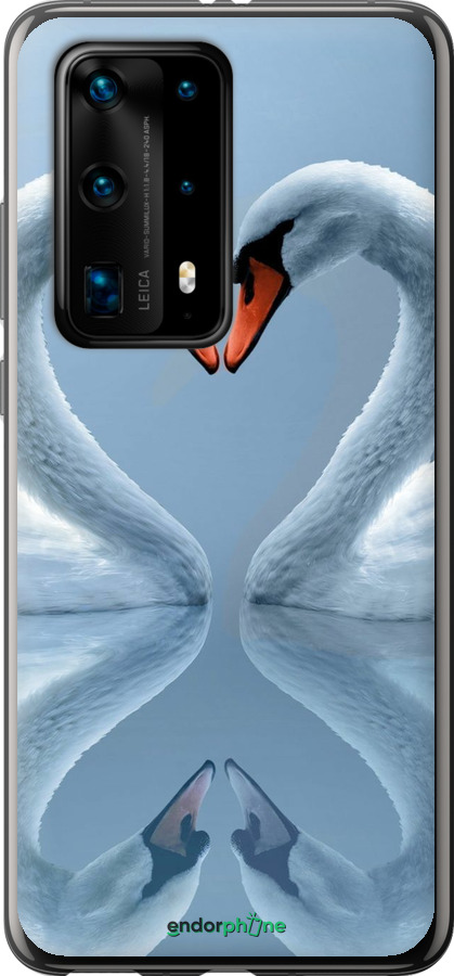 Силиконовый чехол Лебеди для Huawei P40 Pro Plus - 6007u-1917 изображение 