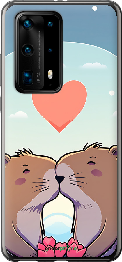 Силіконовий чехол Капібара кохання для Huawei P40 Pro Plus - 6027u-1917 изображение 