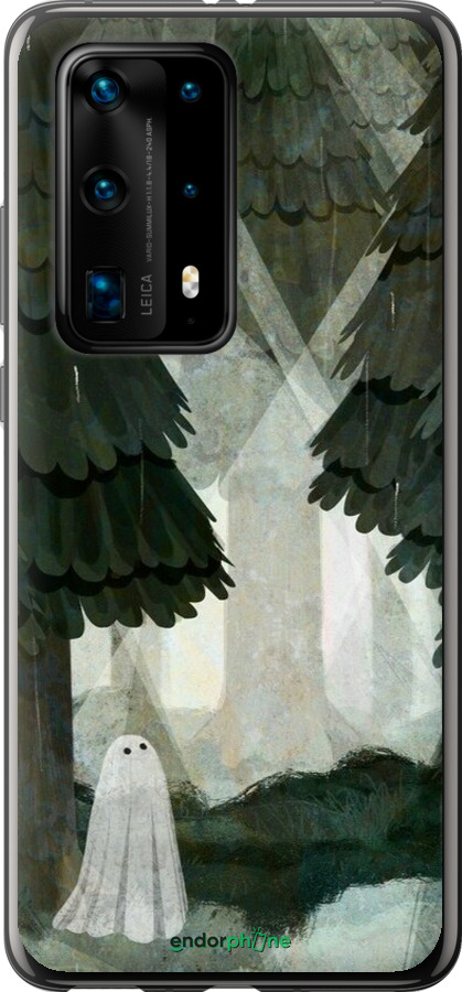 Силіконовий чехол Із зображенням соснового лісу та привида для Huawei P40 Pro Plus - 6420u-1917 изображение 