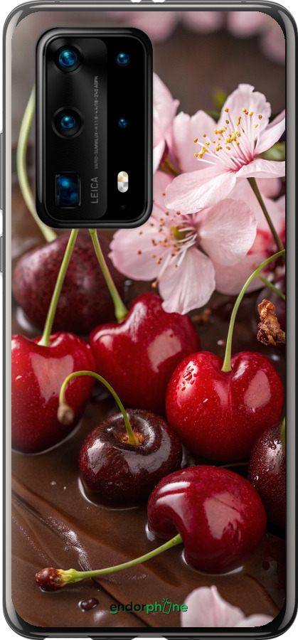 Силіконовий чехол Вишня у шоколаді для Huawei P40 Pro Plus - 6698u-1917 изображение 
