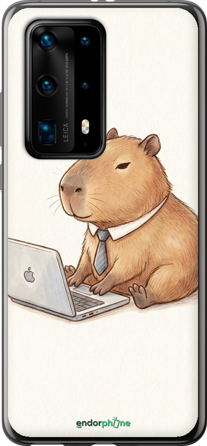 Силиконовый чехол Funny Capybara CEO Working для Huawei P40 Pro Plus - 6777u-1917 изображение 