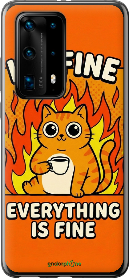 Силиконовый чехол Funny Cat для Huawei P40 Pro Plus - 6786u-1917 изображение 