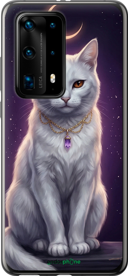 Силіконовий чехол Mystic White Cat Gothic Dark Purple Gold для Huawei P40 Pro Plus - 6805u-1917 изображение 