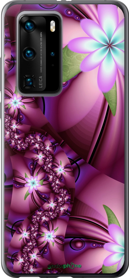 

2D пластиковий чохол "Квіткова мозаїка" для Huawei P40 Pro, Рожевий