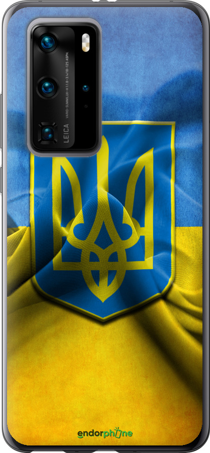 

2D пластиковий чохол "Прапор та герб України" для Huawei P40 Pro, Блакитний