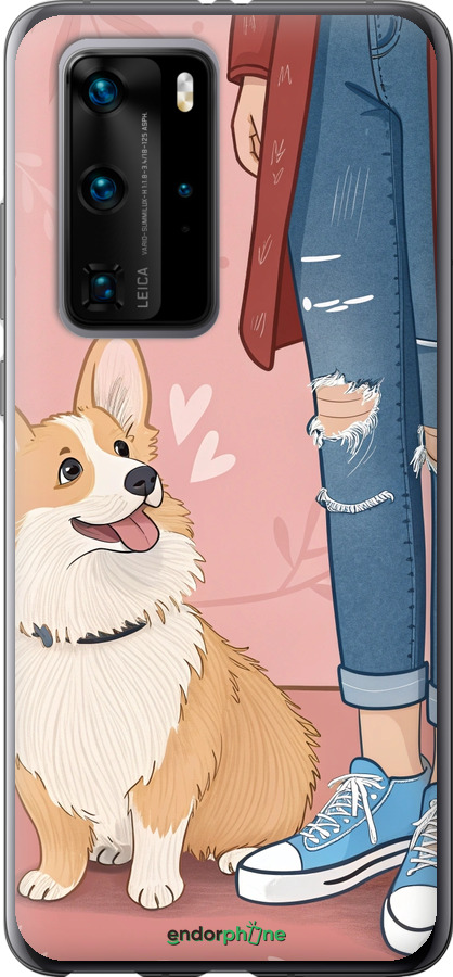 Силиконовый чехол Корги 3 для Huawei P40 Pro - 6707u-1839 изображение 