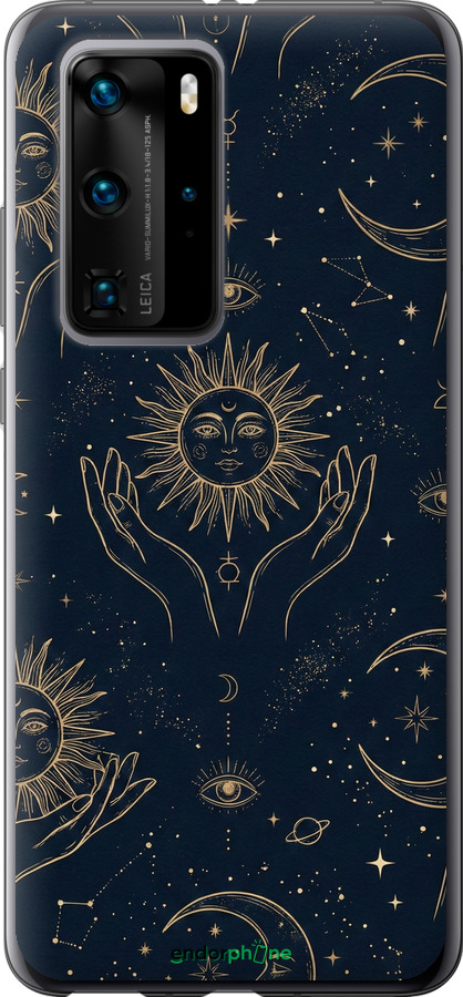 2D пластиковый чехол Celestial Harmony: Sun & Moon Gold Mystic Pattern для Huawei P40 Pro - 6778t-1839 изображение 