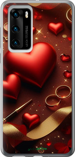 Силиконовый чехол Сердечки v3 для Huawei P40 - 5833u-1840 изображение 