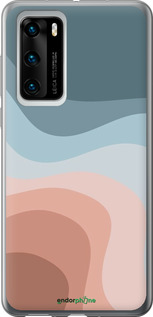 Силіконовий чехол З синіми та рожевими хвилями в стилі ретро для Huawei P40 - 6532u-1840 изображение 