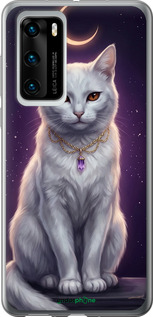 Силіконовий чехол Mystic White Cat Gothic Dark Purple Gold для Huawei P40 - 6805u-1840 изображение 