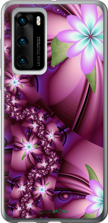 

Силіконовий чохол "Квіткова мозаїка" для Huawei P40, Рожевий